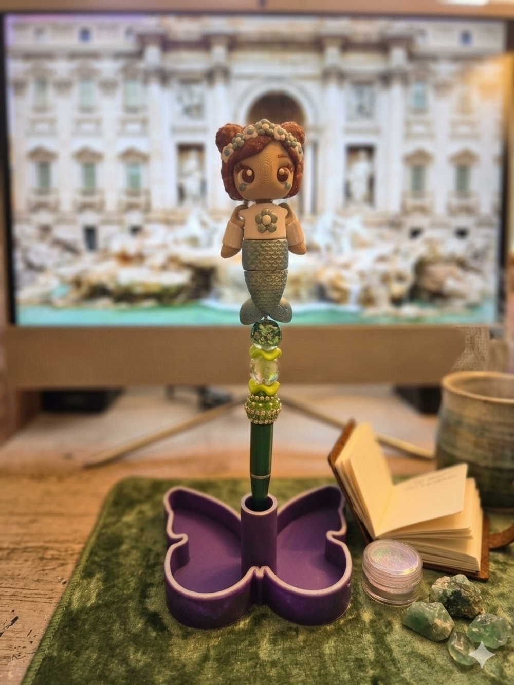 Handmade Green Mermaid Pen with Decorative Home Accent